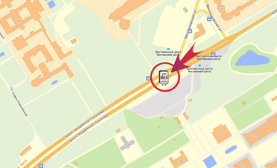 Схема рекламной плоскости по адресу Пр-т. Глушкова, НВЦ №1 (біля Метро "ВЦ")