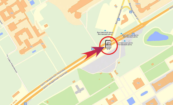Схема рекламной плоскости по адресу Пр-т. Глушкова, НВЦ №2 (біля Метро "ВЦ")