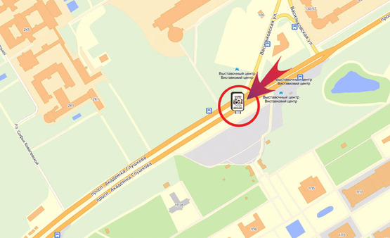 Схема рекламної площини за адресою Пр-т. Глушкова, НВЦ №2 (біля Метро "ВЦ")
