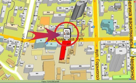 Схема рекламной плоскости по адресу Вул. Жилянська, 25 / "Легбанк" (''Sam's Steak House'')