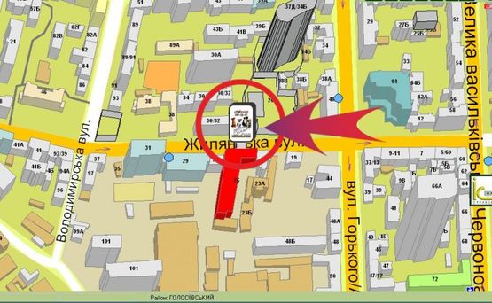 Схема рекламної площини за адресою Вул. Жилянська, 25 / "Легбанк" (''Sam's Steak House'')