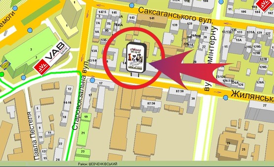 Схема рекламної площини за адресою Вул. Жилянська, 142 (Ленінська Кузня)