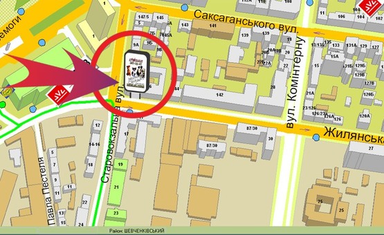 Схема рекламної площини за адресою Вул. Жилянська, 146 (Ленінська Кузня)