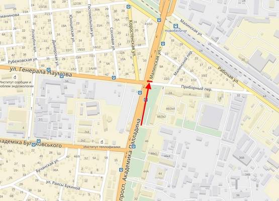 Схема рекламної площини за адресою Палладіна пр., /вул. Малинська