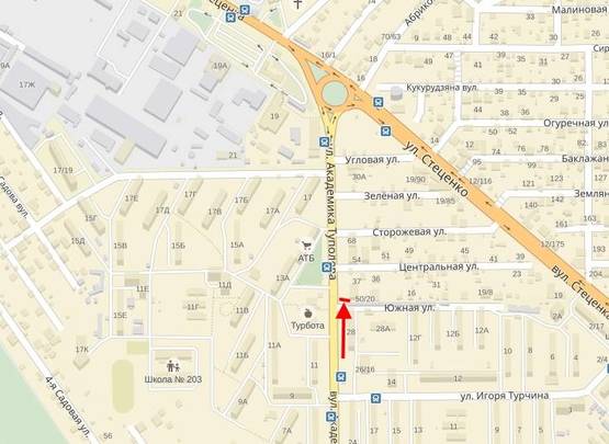 Схема рекламної площини за адресою Туполева вул., 50/20