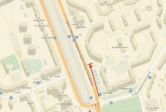 Схема рекламной плоскости по адресу Григоренка пр., 31