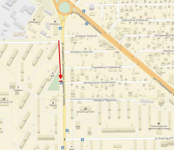 Схема рекламной плоскости по адресу Туполєва вул., 15