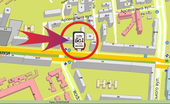 Схема рекламной плоскости по адресу Б-р. Лесі Українки, 15 ("Олеся")