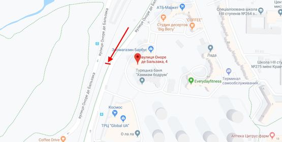 Схема рекламної площини за адресою Бальзака вул., 4