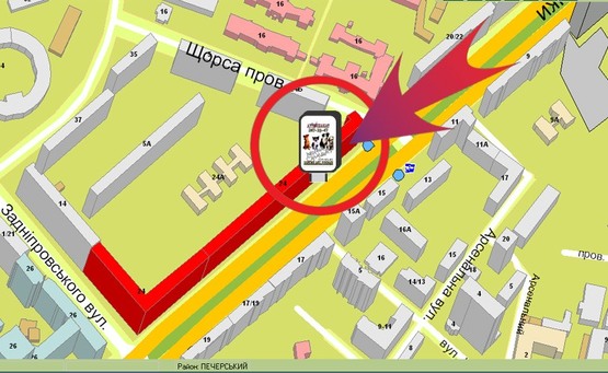 Схема рекламної площини за адресою Б-р. Лесі Українки, 24 ("ДЦ", "КофеХауз")