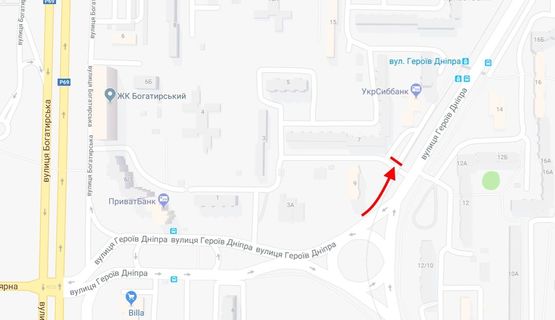 Схема рекламной плоскости по адресу Героїв Дніпра, 9