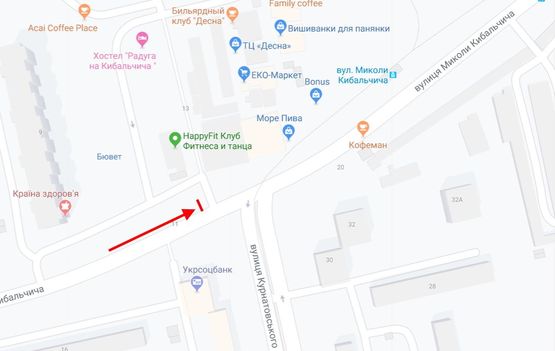 Схема рекламной плоскости по адресу Кибальчича вул., 11