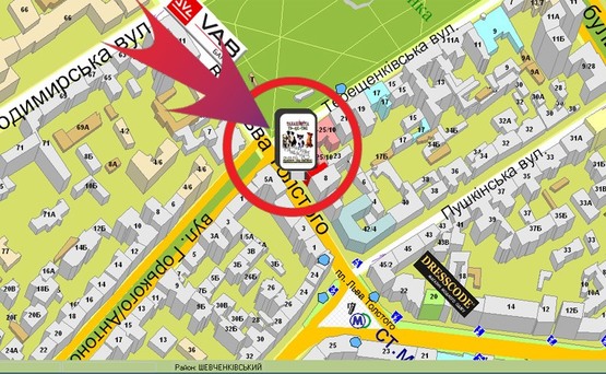 Схема рекламной плоскости по адресу Вул. Льва Толстого, 10 ("ДЦ","Тарас", "Конкорд")