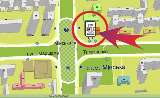 Схема рекламной плоскости по адресу М "Мінська" / McDonalds