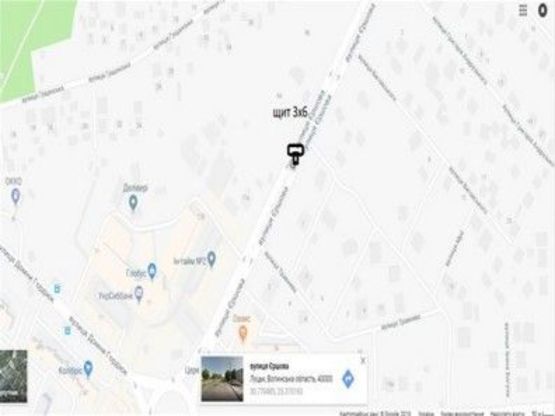 Схема рекламной плоскости по адресу вул. Єршова,11, розділова смуга (ТЦ Глобус, в напрямку до автобазару))