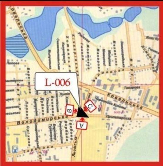 Схема рекламної площини за адресою кільце Львівська - Володимирська