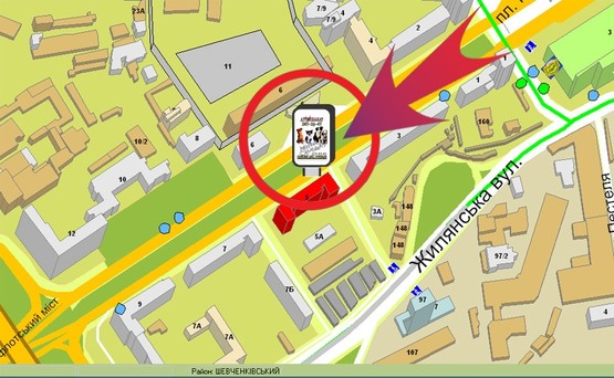 Схема рекламної площини за адресою Пр-т. Перемоги,5 (Текстиль Для Дому)