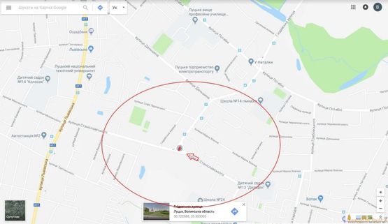 Схема рекламной плоскости по адресу вул.Станіславського  (перетин вул.Гнідавська, Підшипниковий завод, район ДПЗ)