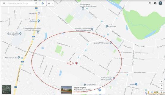 Схема рекламної площини за адресою вул.Станіславського  (перетин вул.Гнідавська, Підшипниковий завод, район ДПЗ)