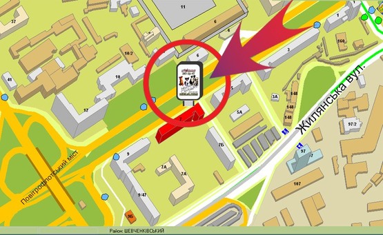 Схема рекламної площини за адресою Пр-т. Перемоги,7/ Магазин "REEDOM"