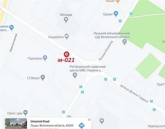 Схема рекламной плоскости по адресу вул.Гордіюк, 21 - вул. Лідавська