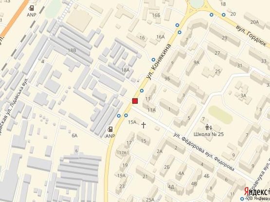 Схема рекламной плоскости по адресу вул. Конякіна, 11 (поворот на вулицю Федорова, навпроти оптова продовольча база "АТБ")