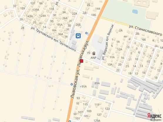 Схема рекламной плоскости по адресу вул. Львівська, 148 (вїзд в місто зі сторона Львова, біля АЗС, навпроти автостанція №2)