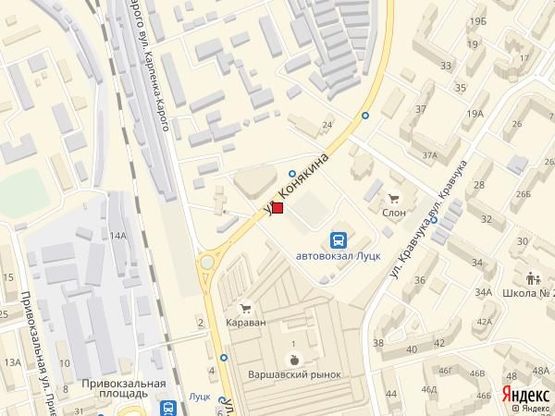 Схема рекламной плоскости по адресу вул. Конякіна,39 (вїзд на стоянку автостанціі №1, навпроти ТЦ Варшавський та Ринок)