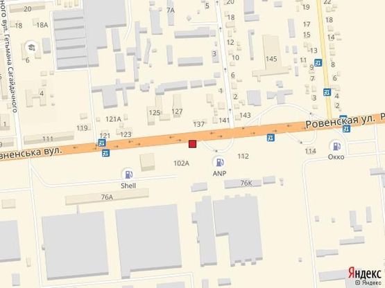 Схема рекламной плоскости по адресу вул.Рівненська 154 (район візду-виїзду з міста, поворот на МРЕО, біля АЗС, перед Богдан-Авто, Волинь-авто)