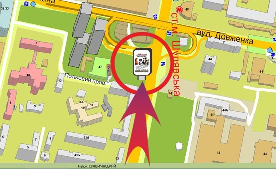 Схема рекламной плоскости по адресу Пр-т  Перемоги, 45 / "Сільпо"