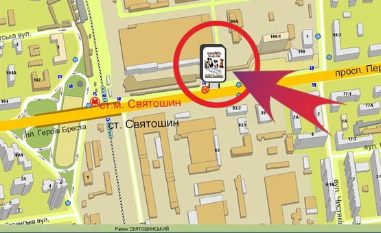 Схема рекламної площини за адресою Пр-т Перемоги / Вихід З М "Святошин"