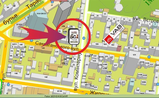 Схема рекламной плоскости по адресу Вул. Саксаганського, 108/18