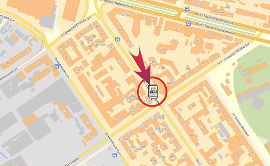 Схема рекламной плоскости по адресу Вул. Саксаганського,139/вул. Комінтерну