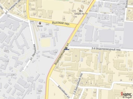 Схема рекламної площини за адресою Водопроводная - 3-й Водопроводный переулок (ПРАВЫЙ)