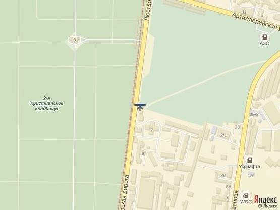 Схема рекламної площини за адресою ул.Водопроводная - Артиллерийский парк