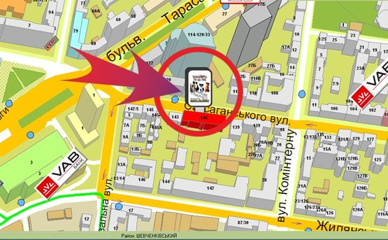 Схема рекламной плоскости по адресу Вул. Саксаганського,141 ("Мисливець")