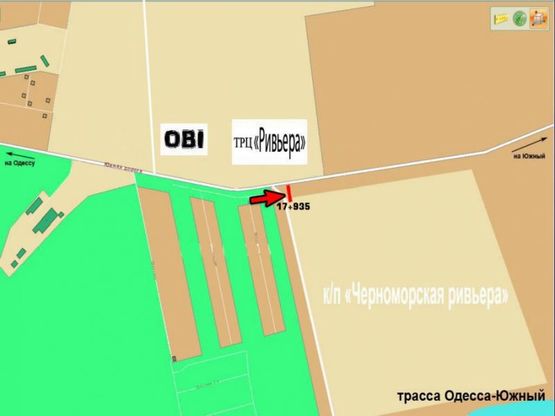 Схема рекламной плоскости по адресу Одесса - Южный 17 км + 935 м