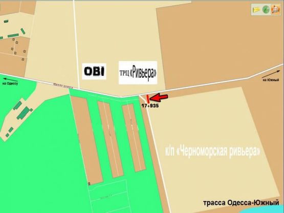 Схема рекламной плоскости по адресу Одесса - Южный 17 км + 935 м