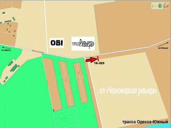 Схема рекламной плоскости по адресу Одесса - Южный 18 км + 025 м