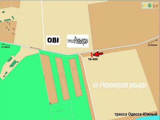 Схема рекламної площини за адресою Одесса - Южный 18 км + 025 м