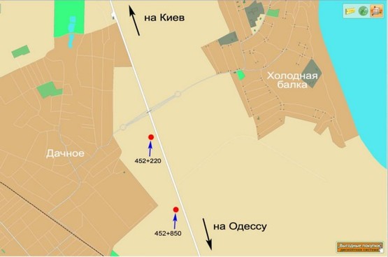 Схема рекламної площини за адресою Одесса - Киев 452 км + 850 м