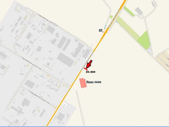 Схема рекламной плоскости по адресу Одесса - Николаев 20 км + 920 м