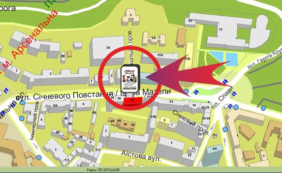 Схема рекламной плоскости по адресу Вул. Січневого Повстання, 12 ("Новий Ермітаж")