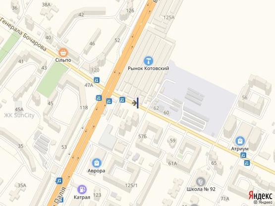 Схема рекламної площини за адресою Бочарова (рынок Днепро.дорога) Б