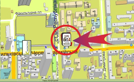 Схема рекламної площини за адресою Вул. Червоноармійська, 57/3 ("Анабель")