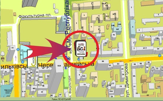 Схема рекламной плоскости по адресу Вул. Червоноармійська, 57/3 ("Анабель")