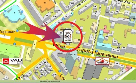 Схема рекламної площини за адресою Б-р Шевченка, 58 (ПанУкрейн)