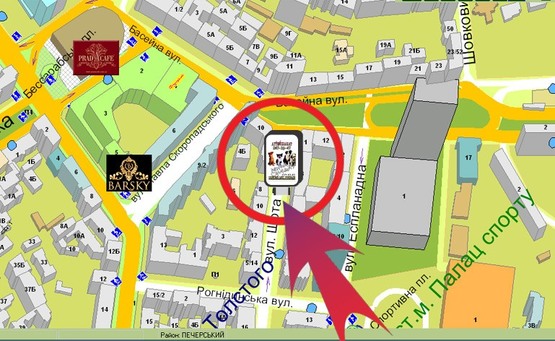 Схема рекламної площини за адресою Вул. Шота Руставелі, 3 ("У СенИ И ГогИ")