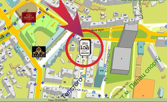 Схема рекламной плоскости по адресу Вул. Шота Руставелі, 3 ("У СенИ И ГогИ")