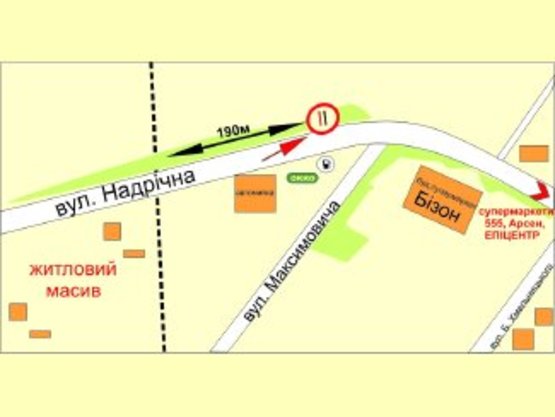 Схема рекламной плоскости по адресу Надрічна      навпроти ОККО №1